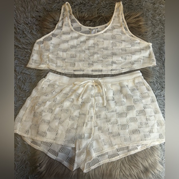 wild fable Other - NWOT Wild Fable White Crochet Swim Coverup Set